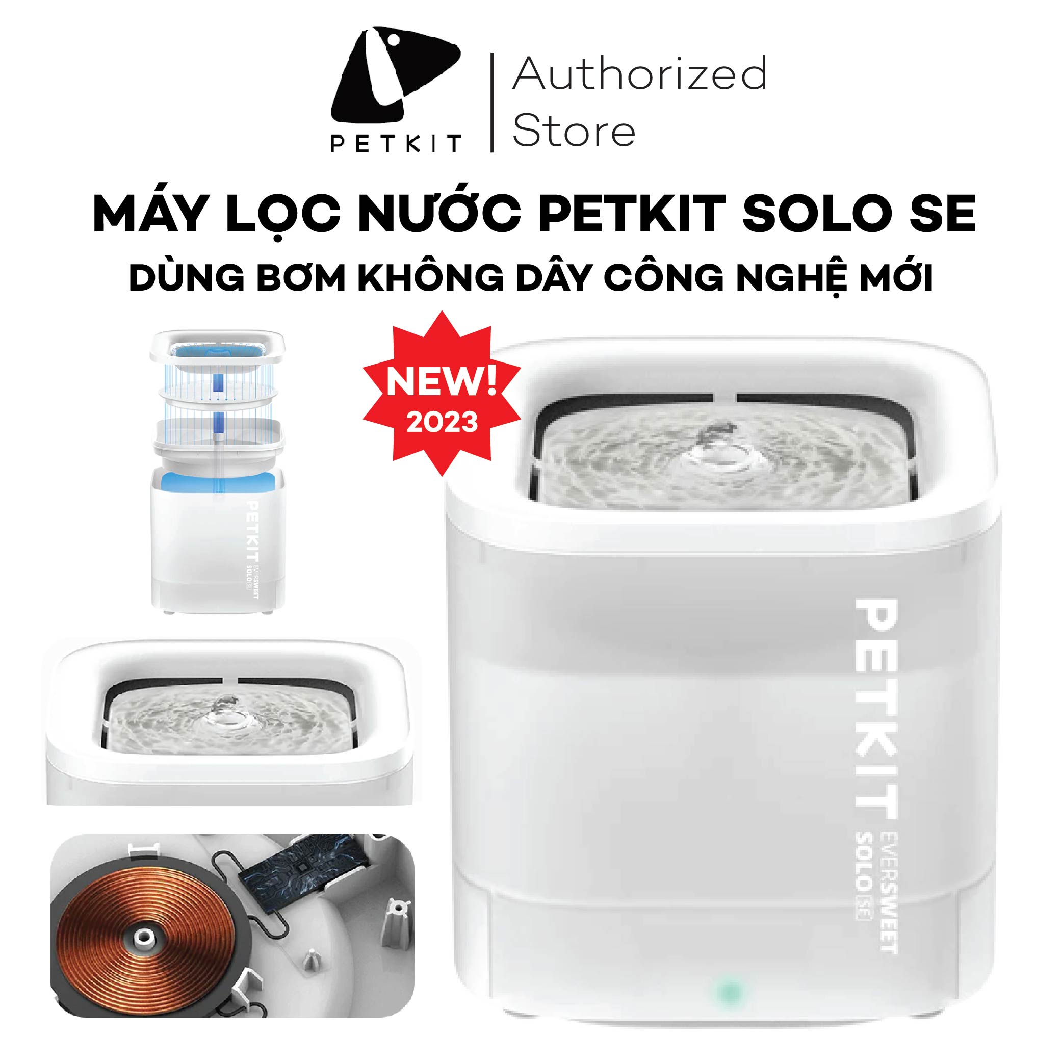 Máy Lọc Nước Cho Mèo, Máy Uống Nước Bơm Không Dây Petkit EVERSWEET SOLO SE（WIRELESS PUMP)