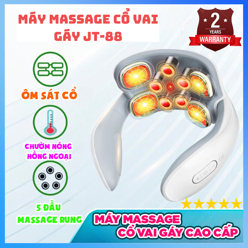 Máy massage cổ vai gáy cao cấp thông minh đa năng bằng xung điện có 5 đầu matxa rung, ôm sát cổ, mát xa an toàn, giảm đau nhức hiệu quả