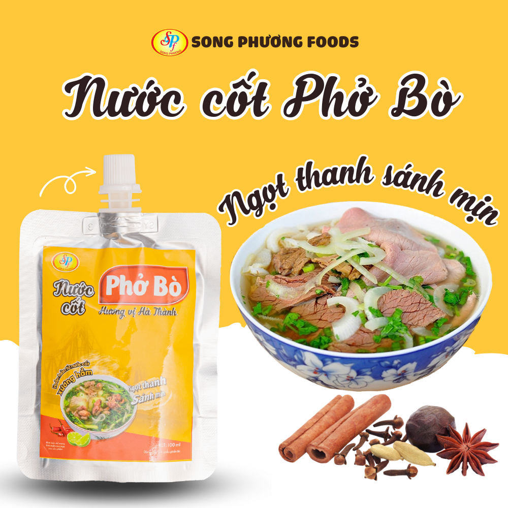 Nước cốt phở bò Hương vị Hà Thành - Hàng xuất khẩu Nhật - Hoàn toàn từ nước cốt xương hầm, thơm ngon, chuẩn vị, không cần nêm nếm - túi 100ml