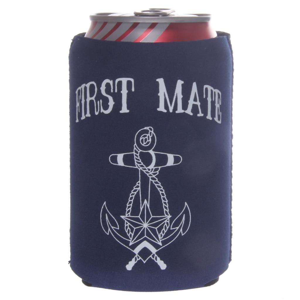 2 Pair Nautical Beer Tin Can Cooler Stubby Holder CAPTAIN And FIRST MATE