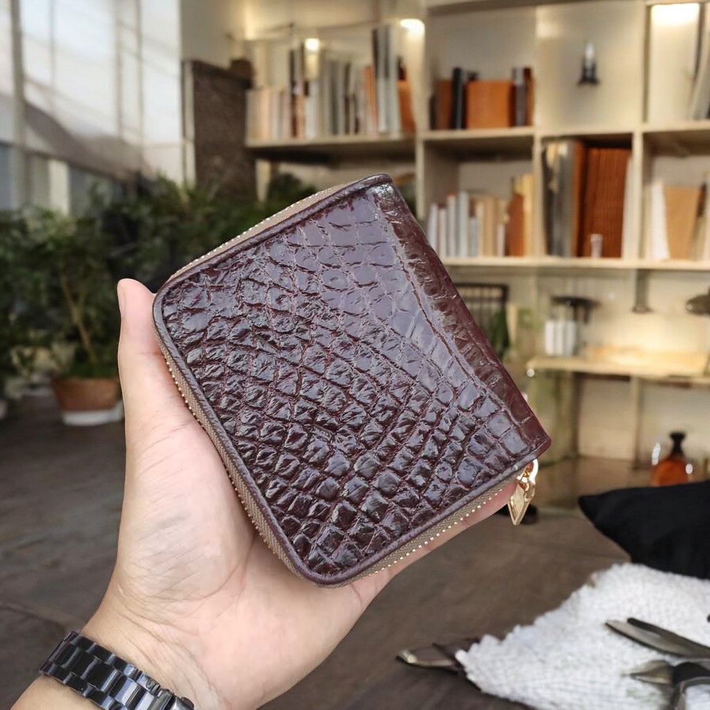 Ví nữ mini Da bụng cá sấu màu nâu đẹp nhẹ nhàng!