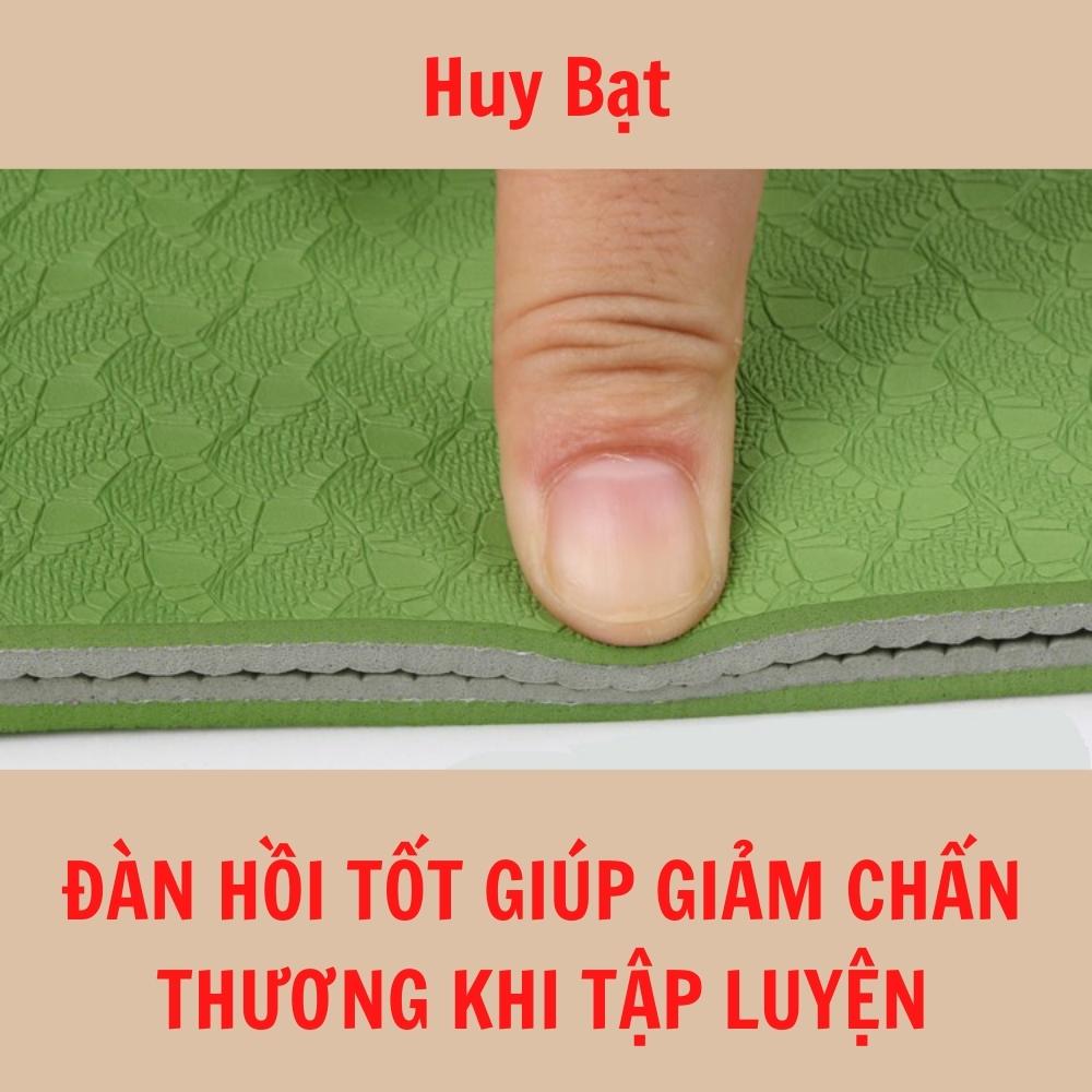 Thảm Tập Yoga, Tập Gym 8mm 2 Lớp Không Mùi + Túi Đựng Thảm + Dây Buộc Thảm Chính Hãng HUY BẠT - Giao Ngẫu Nhiên