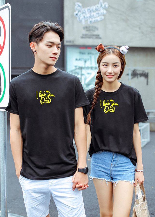 Bộ Áo Thun Đôi Nam Nữ Màu Đen A971