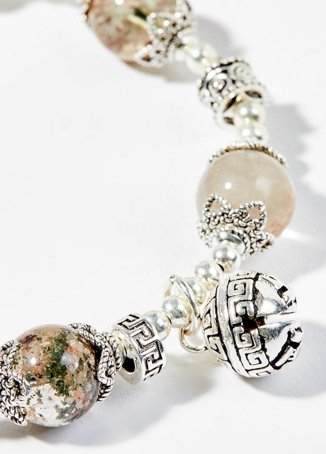 Vòng Tay Phong Thủy Nữ Đá Ưu Linh Đa Sắc Phối Charm Bạc  Nhiều Mệnh Ngọc Quý Gemstones
