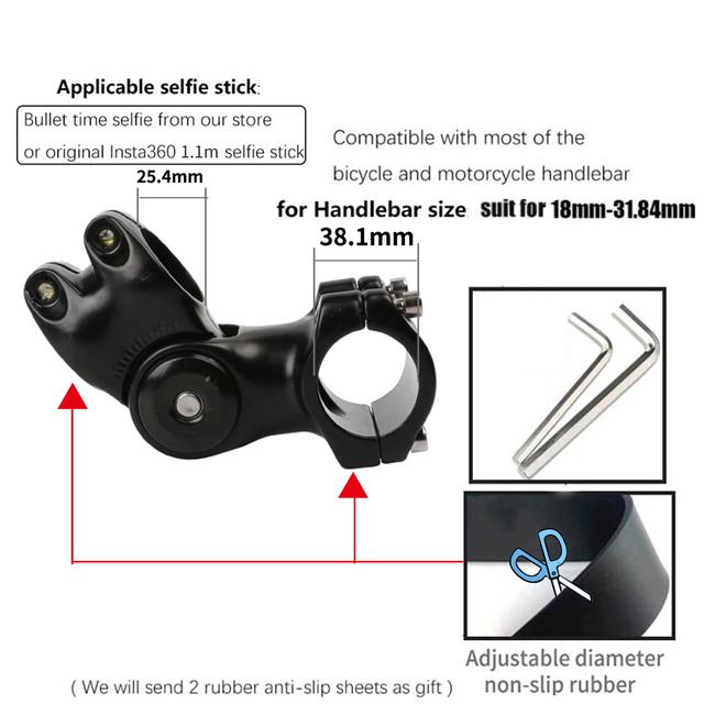 Xe máy Vô hình tay cầm vô hình gắn khung monopod cho GoPro 10 9 Insta360 One X3 RS X2 R Camera Phụ kiện xe đạp Moto