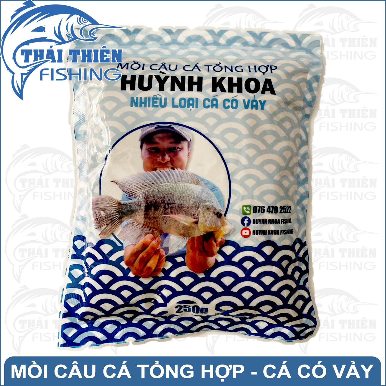 Mồi Câu Cá Tổng Hợp Huỳnh Khoa Gói 250g Dùng Câu Hồ Dịch Vụ, Sông Tự Nhiên Nhiều Loại Cá Có Vảy