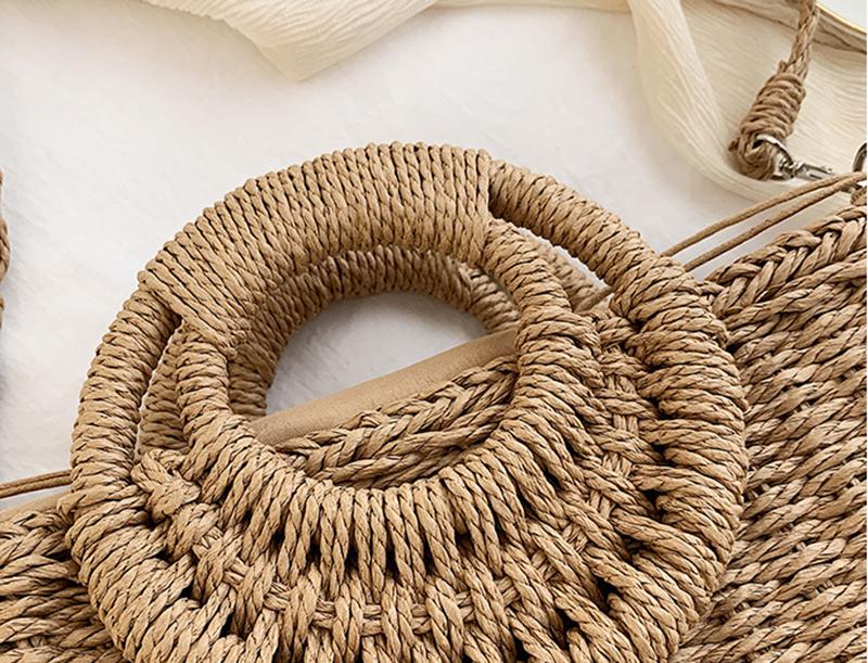 Phụ Nữ Mùa Hè Ống Hút Túi Xách Đi Biển Thủ Công Thời Raffia Vòng Tròn Mây Túi Bohemian Giày Đan Giỏ Túi