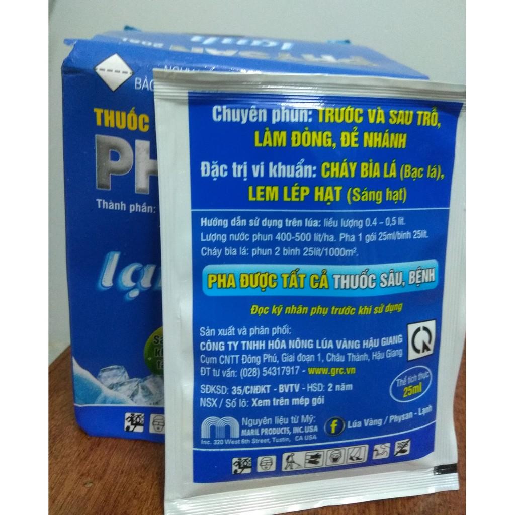 Hộp 10 gói PHYSAN 20SL lạnh sát khuẩn 9 giây, mướt lá, mát bông, sáng hạt - gói 25 ml