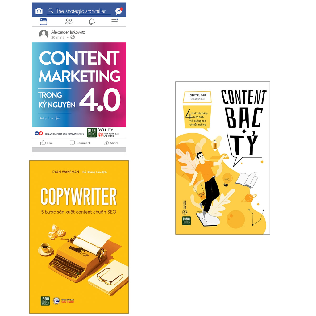 Combo Content Marketing Trong Kỷ Nguyên 4.0 + Content Bạc Tỷ + Copywriter - 5 Bước Sản Xuất Content Chuẩn SEO