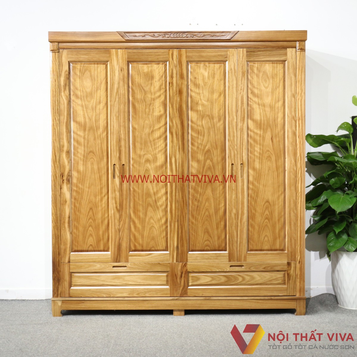 Tủ Áo 4 Cánh Gỗ Hương Xám Đẹp Giá Rẻ