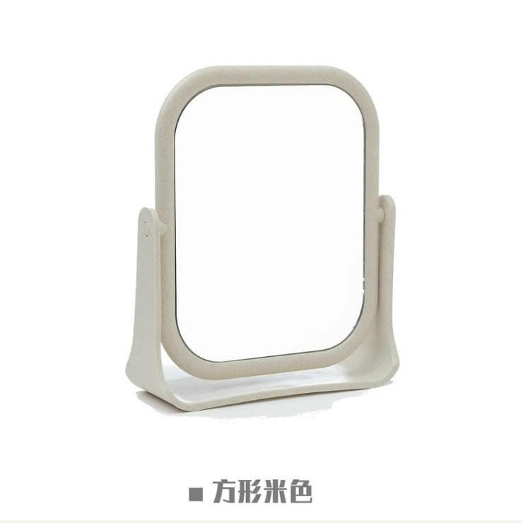 Gương trang điểm để bàn lúa mạch 2 mặt xoay 360 độ