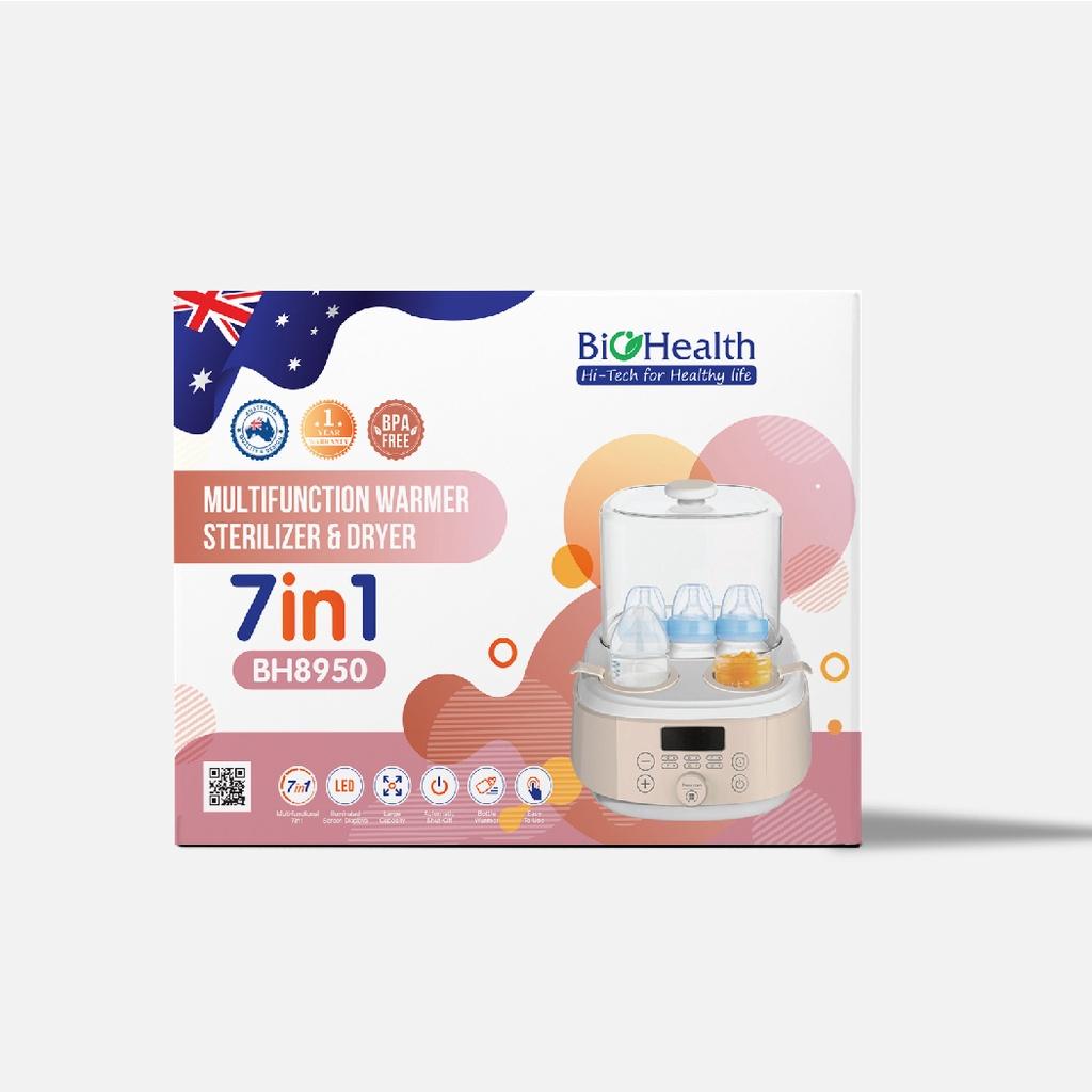 Máy hâm sữa tiệt trùng đa năng 7IN1 BioHealth BH8950 dung tích chứa 3 bình sữa, tự động tắt máy khi kết thúc