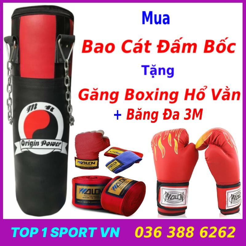 Bao cát đấm bốc boxing treo tường đã nhồi hoàn thiện dày 3 lớp siêu bền tặng kèm găng boxing Zooboo cao cấp thế hệ mới