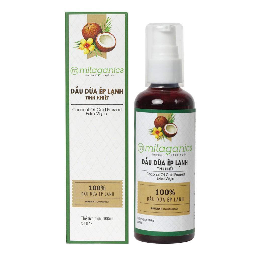 Dầu Dừa Ép Lạnh Tinh Khiết Nguyên Chất Dưỡng Da - Tóc - Môi MILAGANICS 100ml