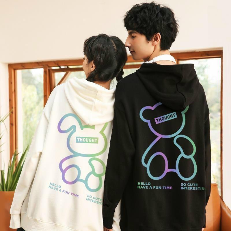 Áo Hoodie Nỉ Nam Nữ From Rộng Unisex In Dạ Quang Phát Sáng Hình Gấu Cực Hot Chất Nỉ Ngoại Dày Dặn