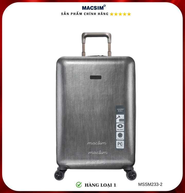 Vali cao cấp Macsim Smooire MSSM233-2 cỡ 21 inch màu đen, màu vàng - Hàng loại 1