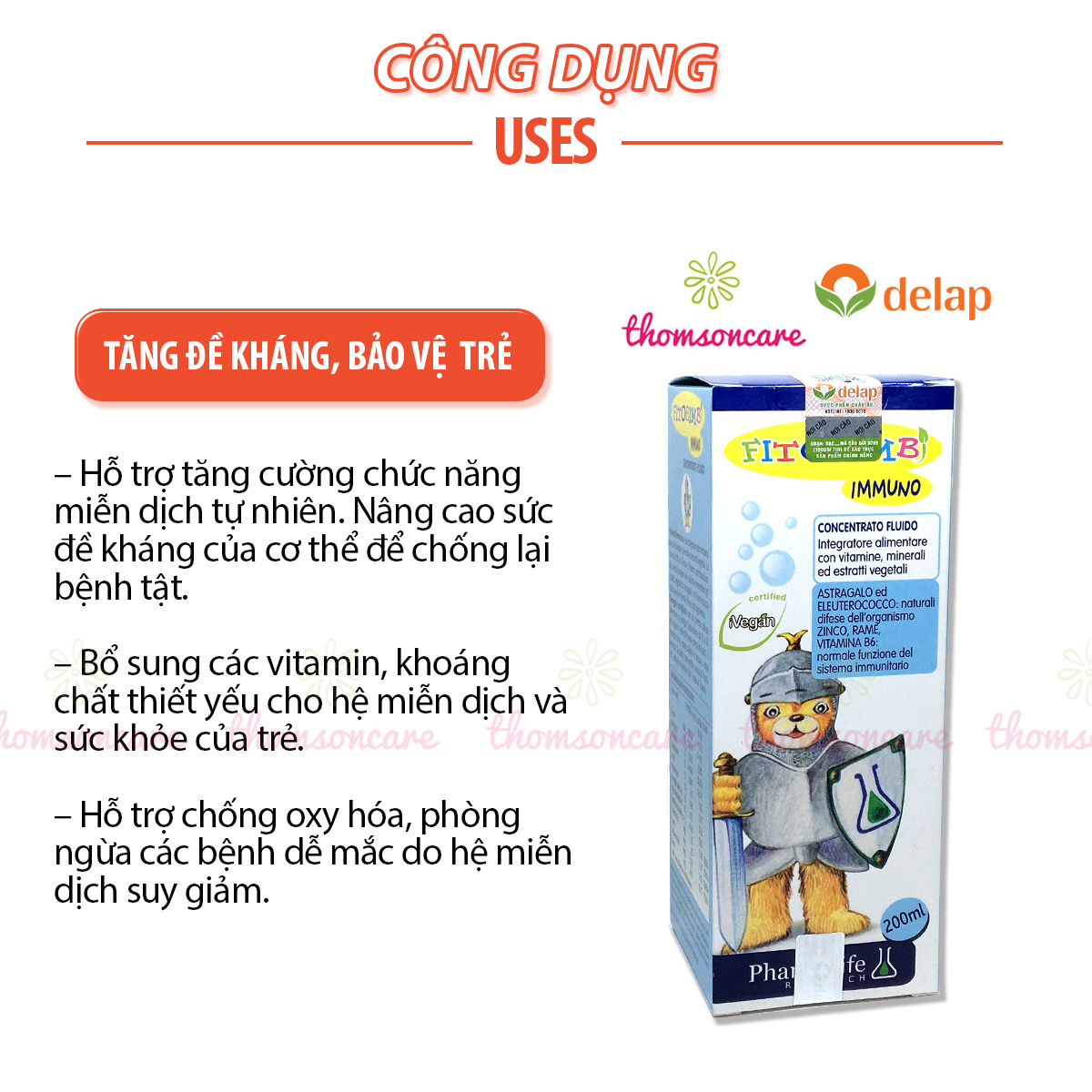 Immuno Bimbi - Tăng sức đề kháng cho bé - Của Fitobimbi - Nhập khẩu chính hãng từ Ý