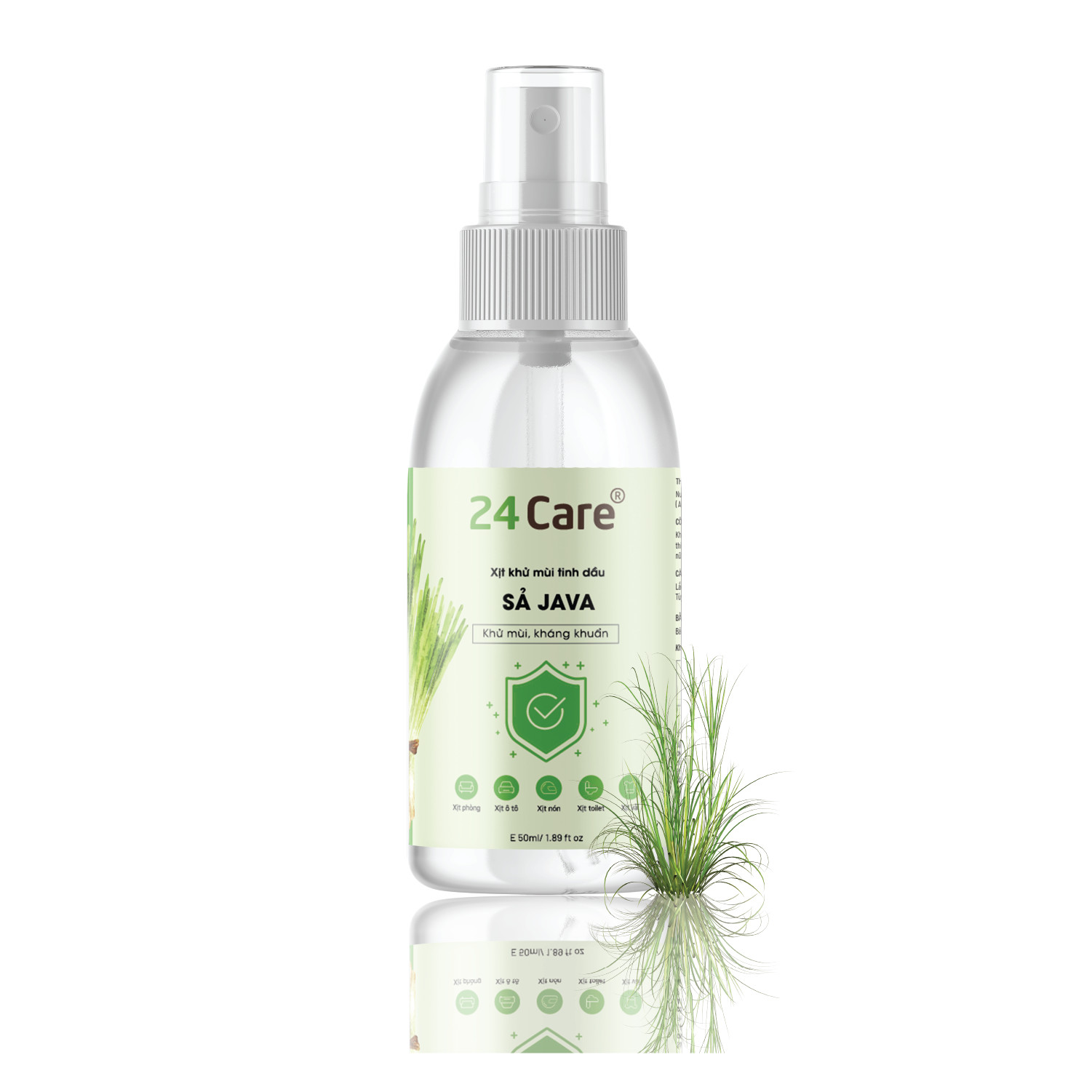 Tinh dầu xịt phòng Sả Java 24Care  50ml/100ml - Nguồn gốc thiên nhiên, đuổi muỗi, thơm phòng