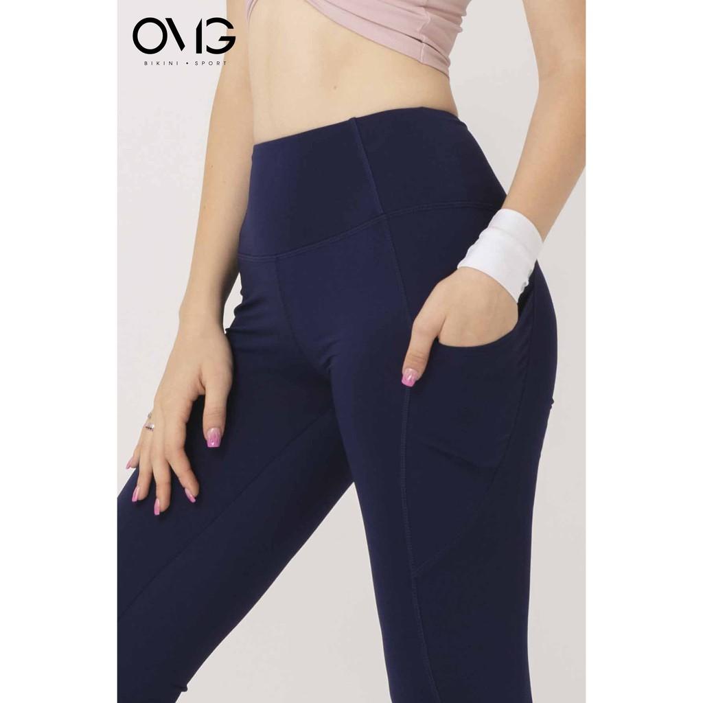 Quần tập Gym, Yoga Nữ OMG Sport kiểu dài có túi 2 bên - màu Xanh navy - BG073_NV