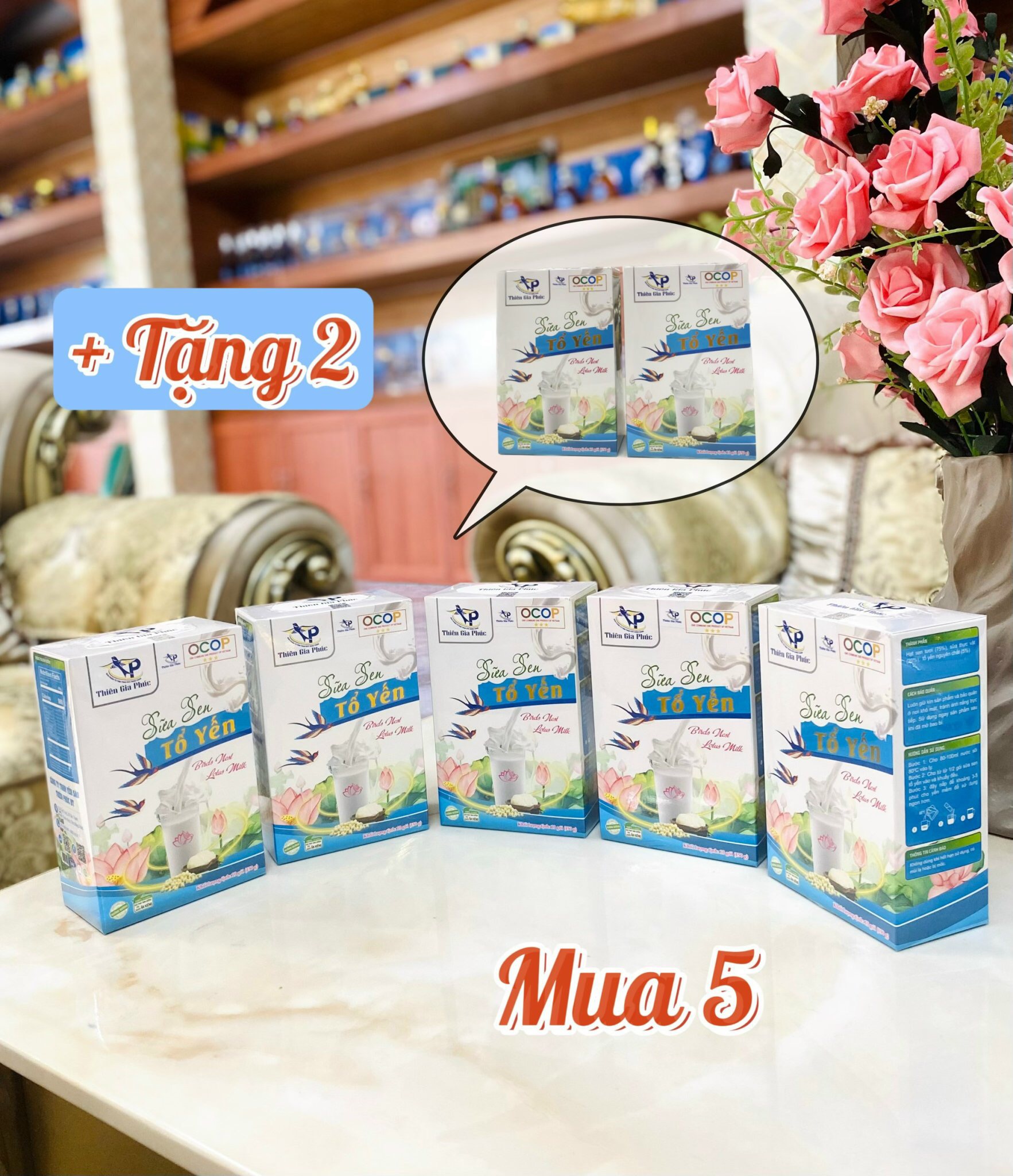 combo mua 5 tặng 2 sữa sen yến Thiên Gia Phúc ( 10 gói / hộp )