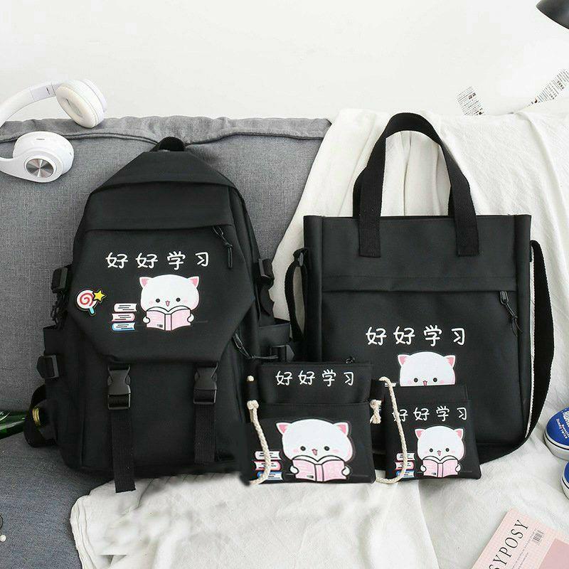 Set balo 4 món dễ thương, balo học sinh đi học, cặp đi học cho nữ, cặp đi học cấp 1,2,3.