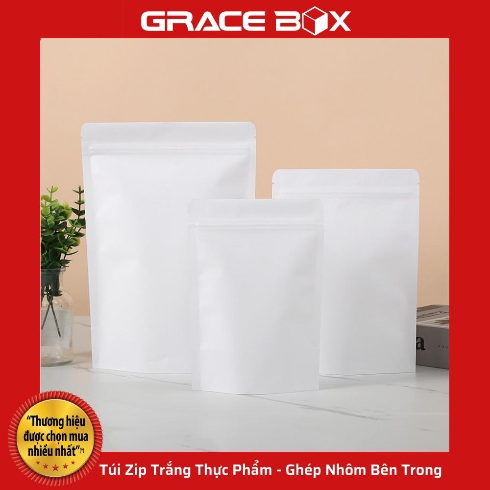 Túi Zip Trắng Thực Phẩm - Ghép Nhôm Bên Trong Bảo Vệ Thực Phẩm Chống Mốc - Siêu Thị Bao Bì Grace Box