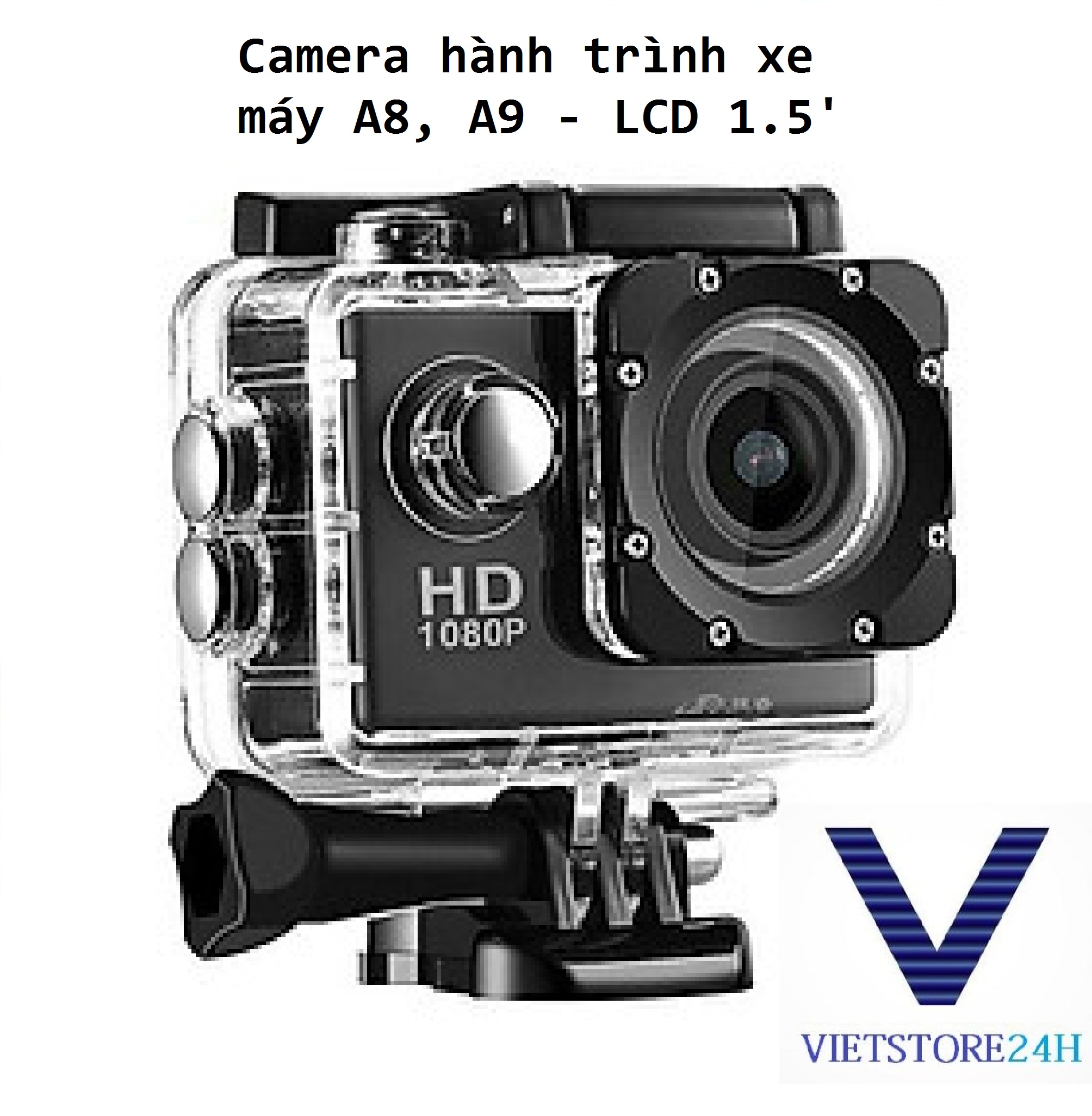 Camera hành trình xe máy A8 - LCD 1.5'
