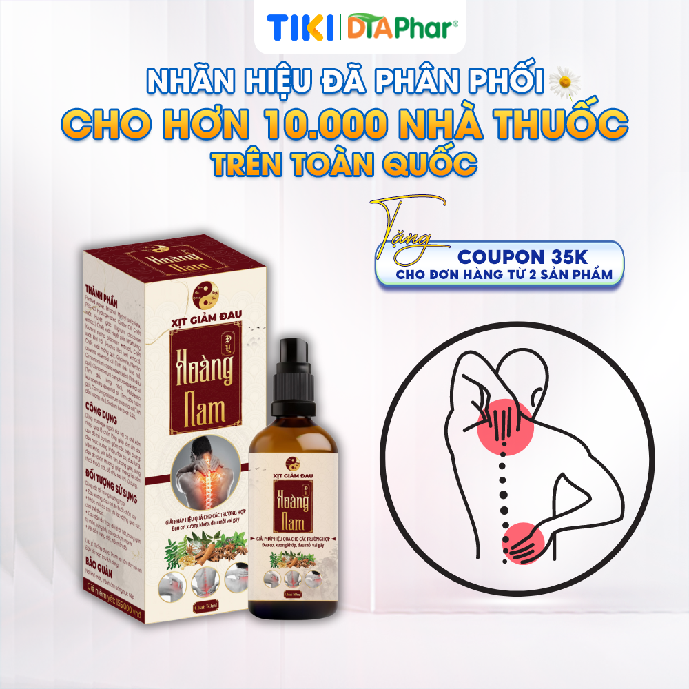 Xịt giảm đau Đông Y Hoàng Nam hỗ trợ giảm đau cơ xương khớp cho người lớn tuổi Chai 50ml