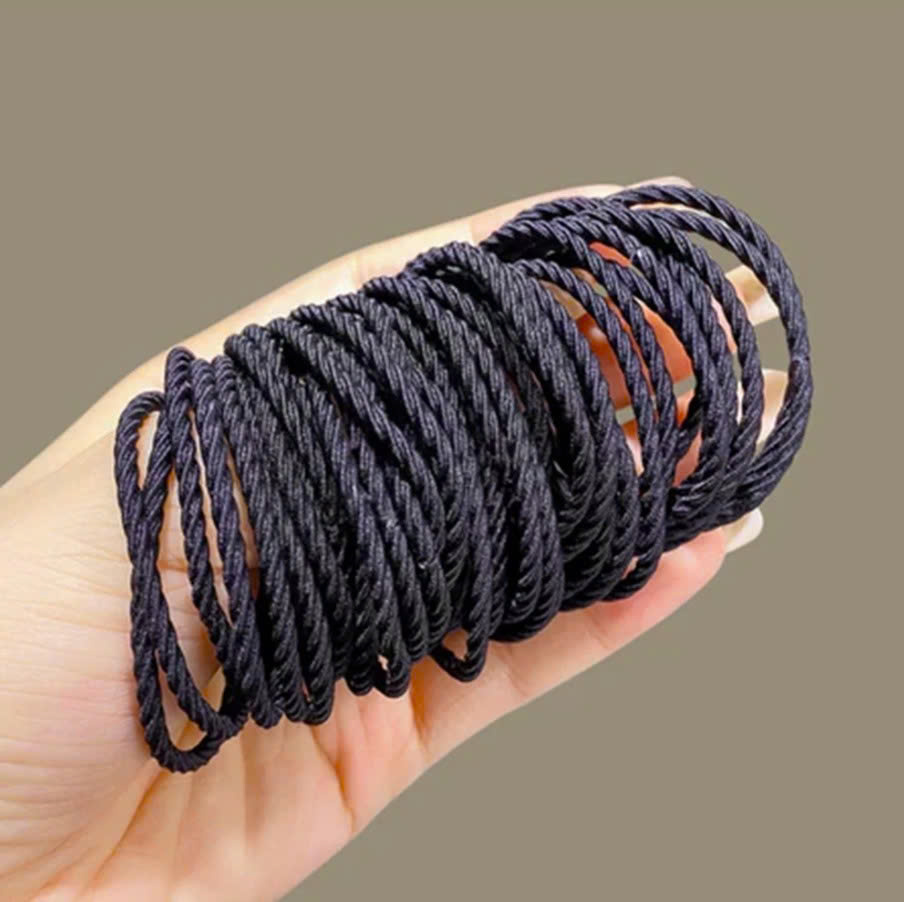 ( Set 2) Ống 100 dây buộc tóc màu trơn co giãn tốt, thun cột tóc không đau cho bé gái