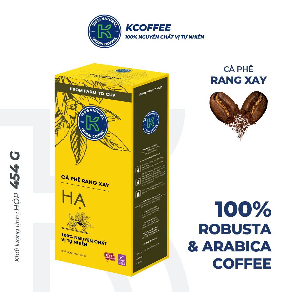 Cà phê rang xay nguyên chất 100% K-Coffee Hạ 454g