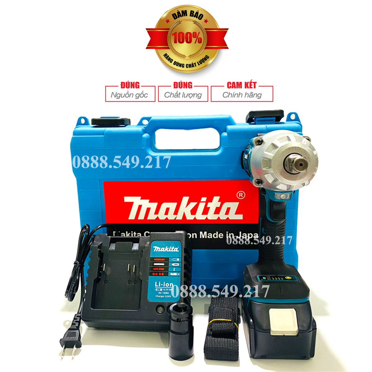 Bộ Máy Siết Bulong Makita Dùng Pin 199V Lực Siết 980N.m Siêu Khỏe - Động Cơ Lõi Đồng, Không Chổi Than