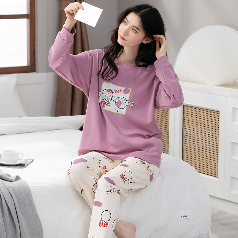 Hình ảnh Đồ mặc nhà nữ thu đông cotton mịn đẹp 5119