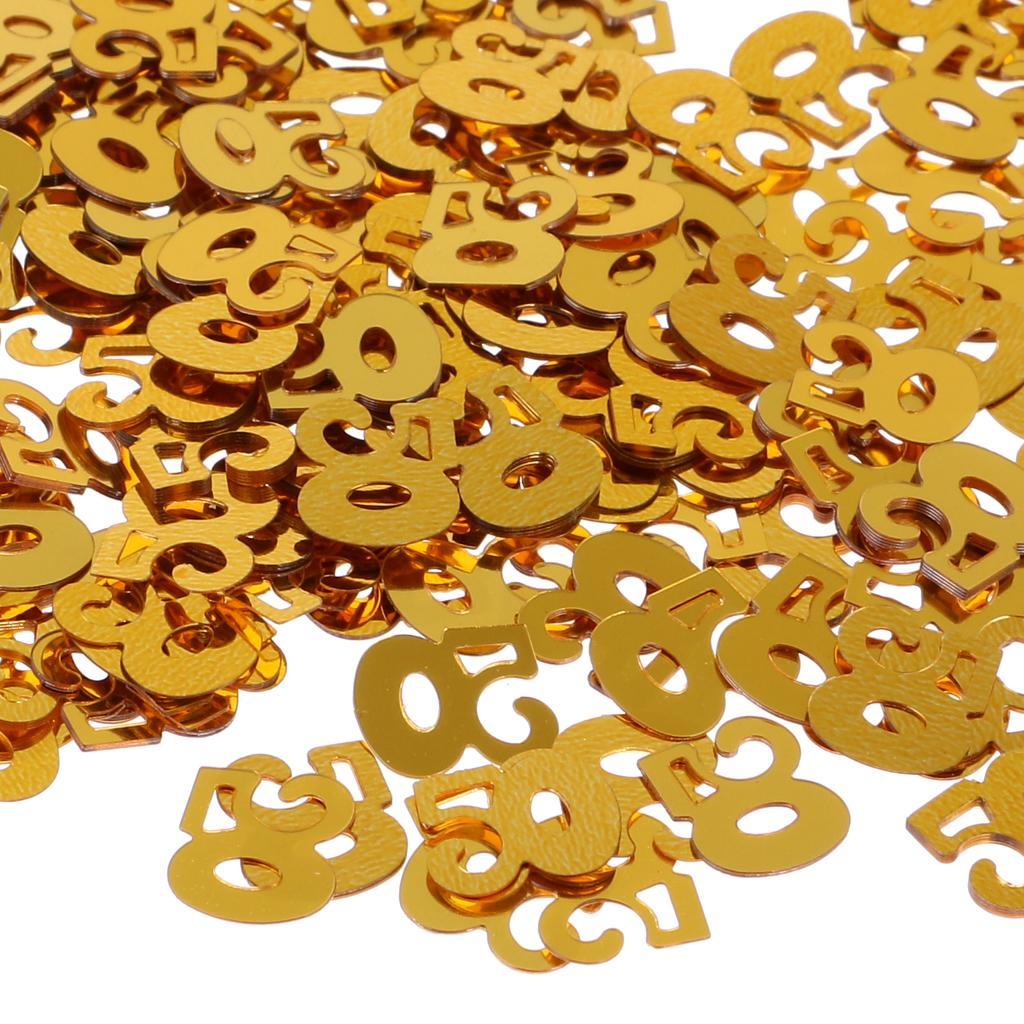 2X Table Confetti Age Birthday Party Wedding Anniversary Table Confetti Gold 50