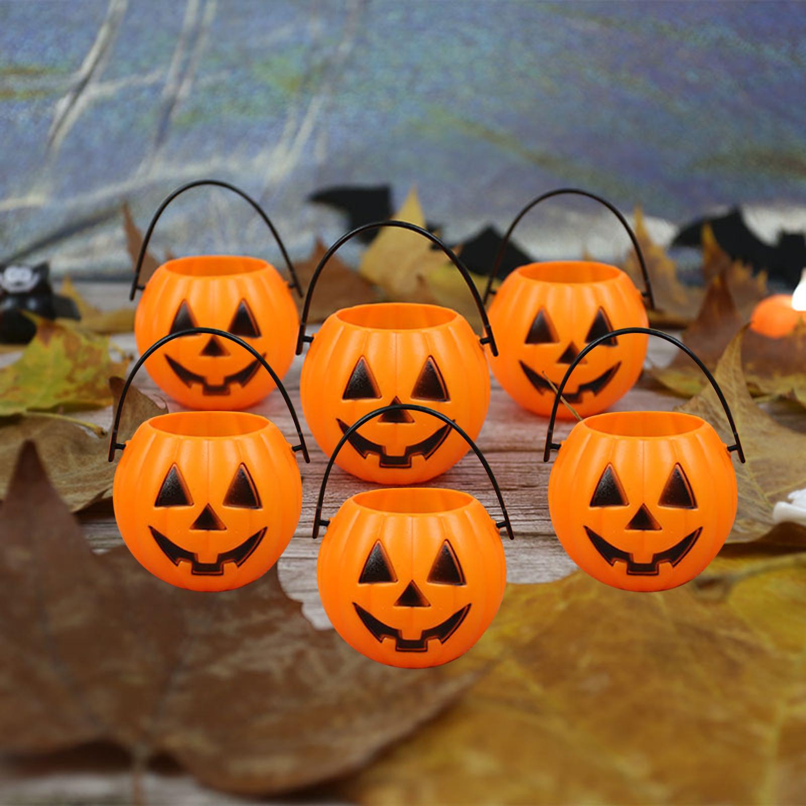 6x Halloween Pumpkin Buckets Candy Pail Holder Decoration for Favors