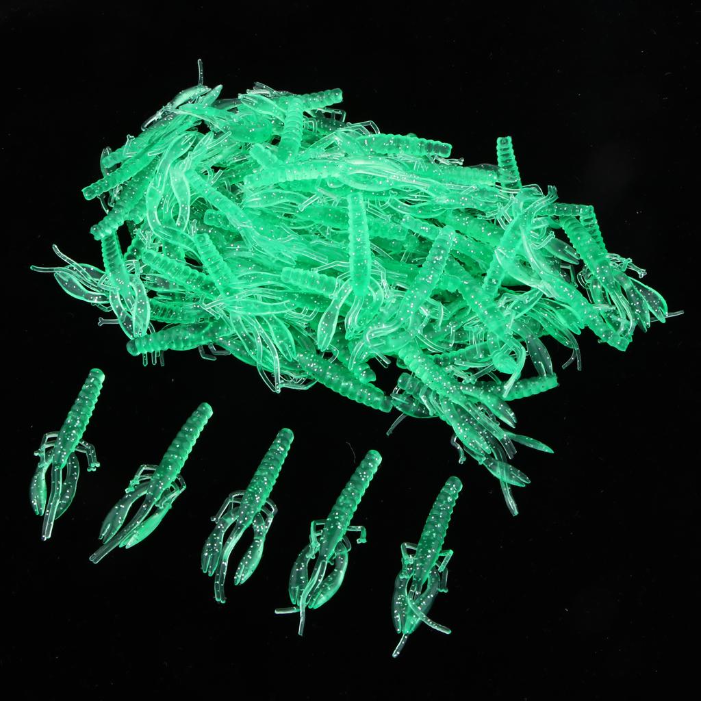 100pcs Soft Shrimp Grub Lure Fishing Tackle Bass Bait Jig Head 55mm