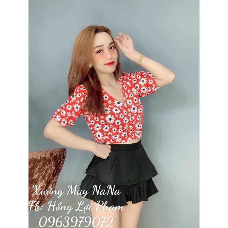 Áo kiểu tay phồng hoa nhí dễ thương
