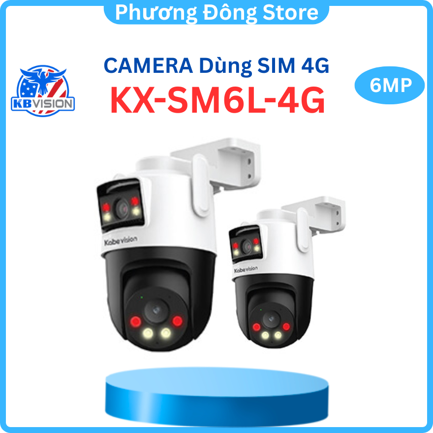 Camera KBVISION DÙNG SIM 4G KX-SM6L-4G, ống kính kép 3+3MP 2K, Âm thanh 2 chiều, cảnh báo chuyển động - Hàng chính hãng