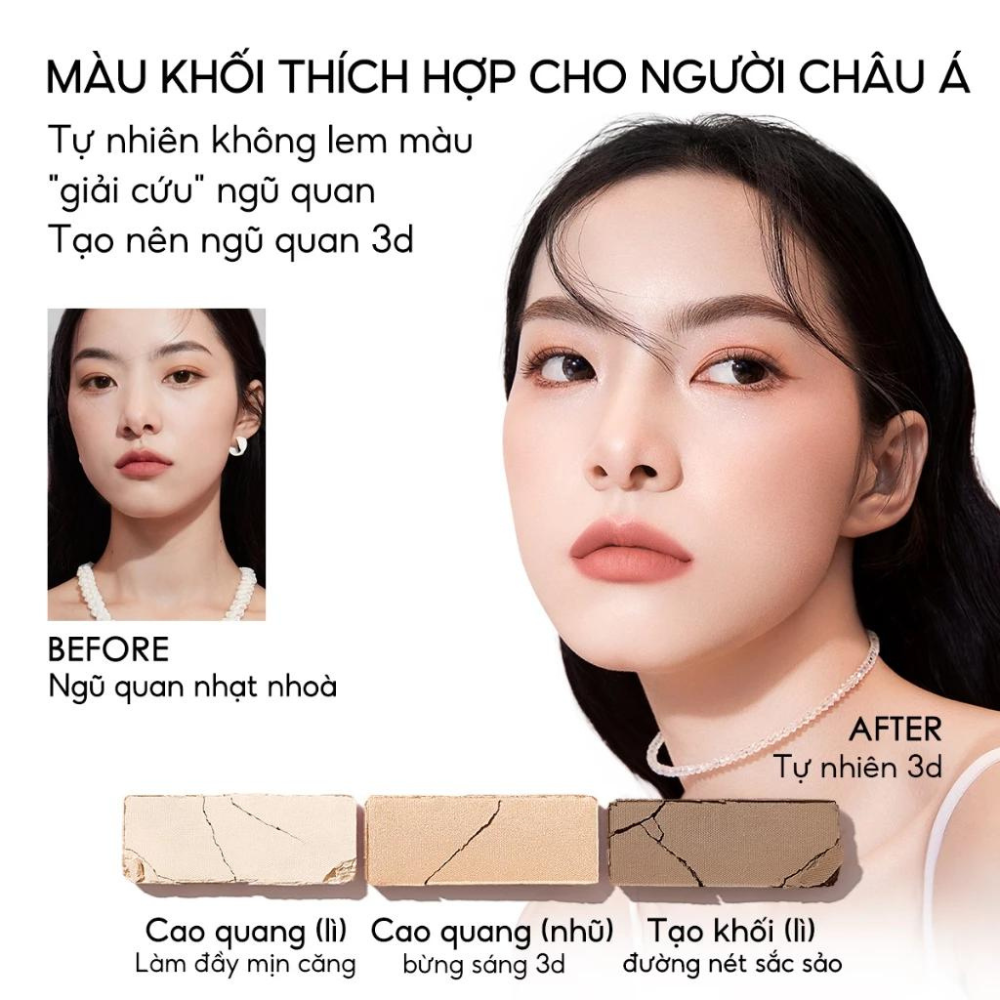 Bảng phấn mắt Carslan 10 màu Phấn má hồng Phấn bắt sáng Tạo khối 18g