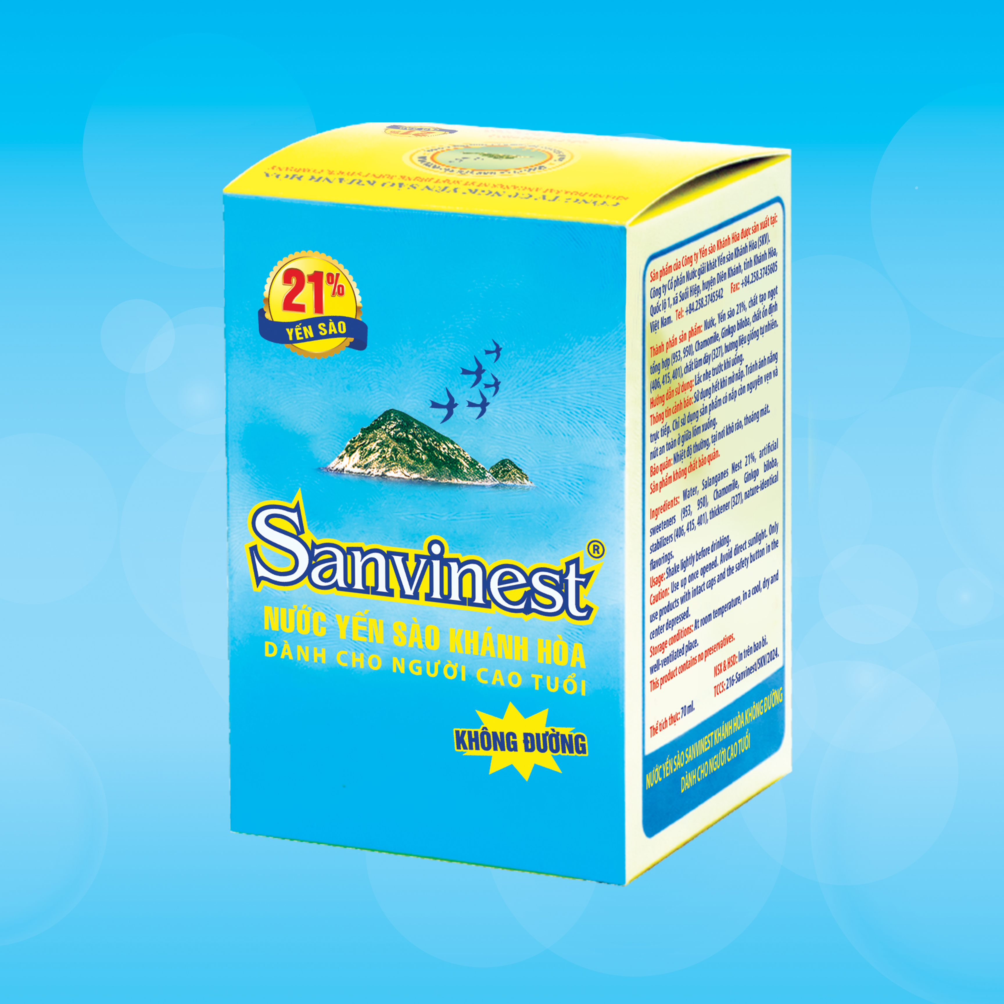 [Combo 20 lọ] Nước Yến sào Sanvinest Khánh Hòa không đường dành cho người cao tuổi lọ 70ml - S206