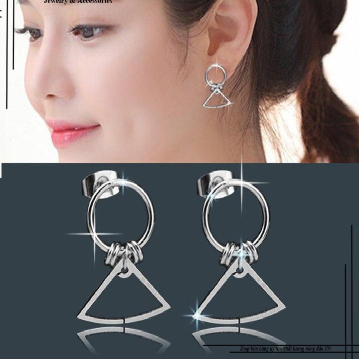 BÔNG TAI NỮ INOX THỜI TRANG VÒNG TRÒN ĐẸP THÉP KHÔNG GỈ