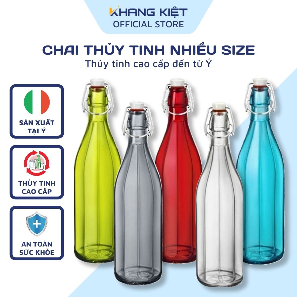 Chai Thủy Tinh màu nắp Cài Kín Hơi Bormioli Rocco Oxford 1 lít