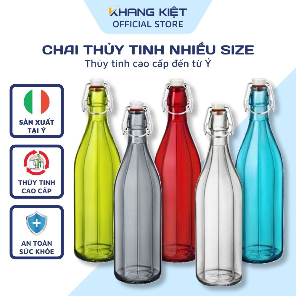 Chai Thủy Tinh màu nắp Cài Kín Hơi Bormioli Rocco Oxford 1 lít