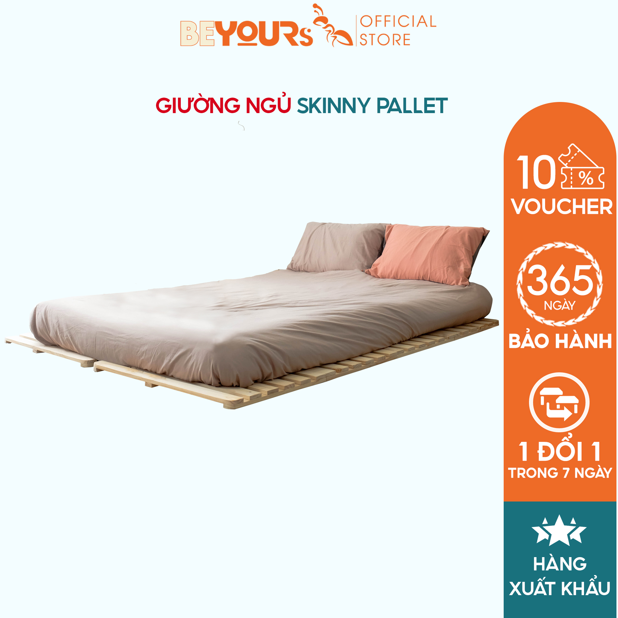 Giường Ngủ Pallet Gỗ Thông BEYOURs Skinny Giường Gỗ Gấp Xếp Gọn Thông Minh Kiểu Hàn Quốc