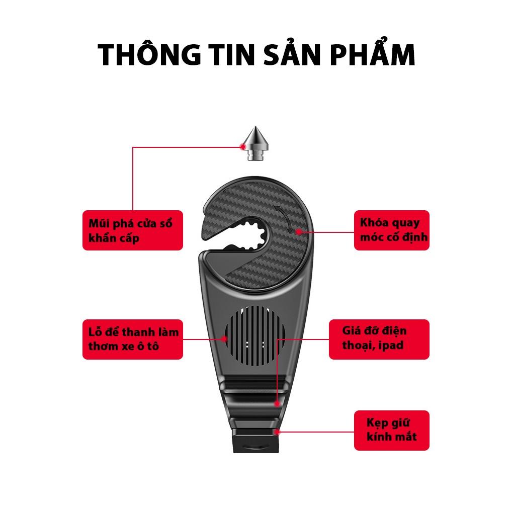 Móc treo đồ gài sau ghế ô tô tiện dụng kiêm giá đỡ để điện thoại siêu bền siêu chắc chắn, tặng kèm miếng làm thơm ô tô-K1762