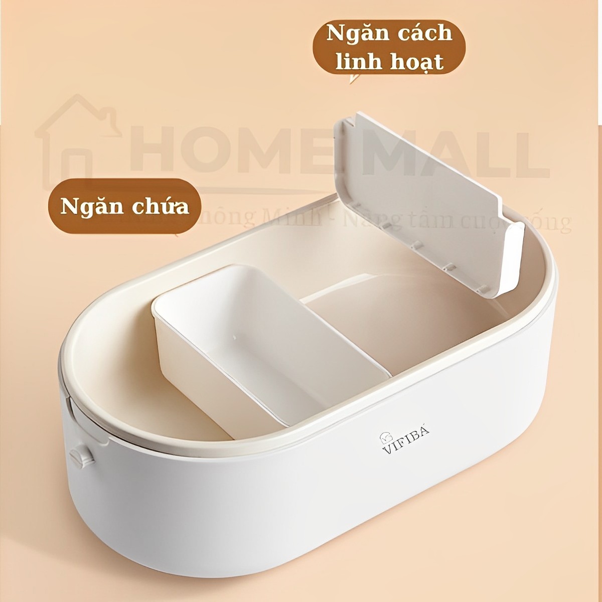 Hộp cơm hâm nóng cắm điện đa năng Homea2z, hộp cơm giữ nhiệt cao cấp 80W, hâm nóng thức ăn siêu tốc 3 ngăn