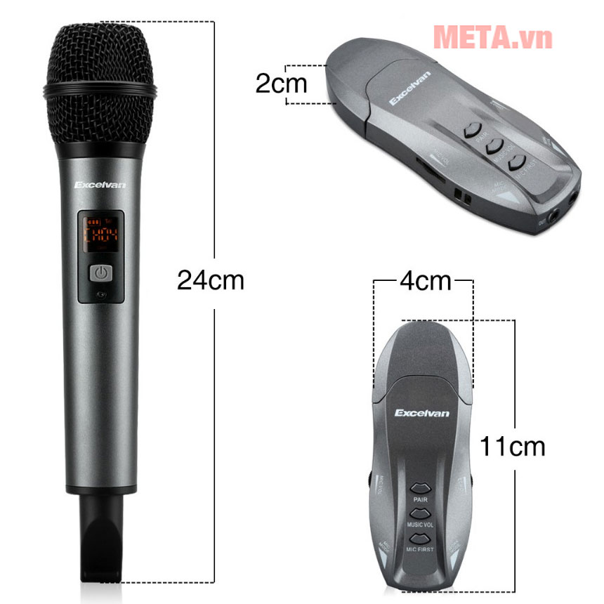 Micro Karaoke không dây Excelvan K18V, 01 mic, VHF - Hàng Chính Hãng