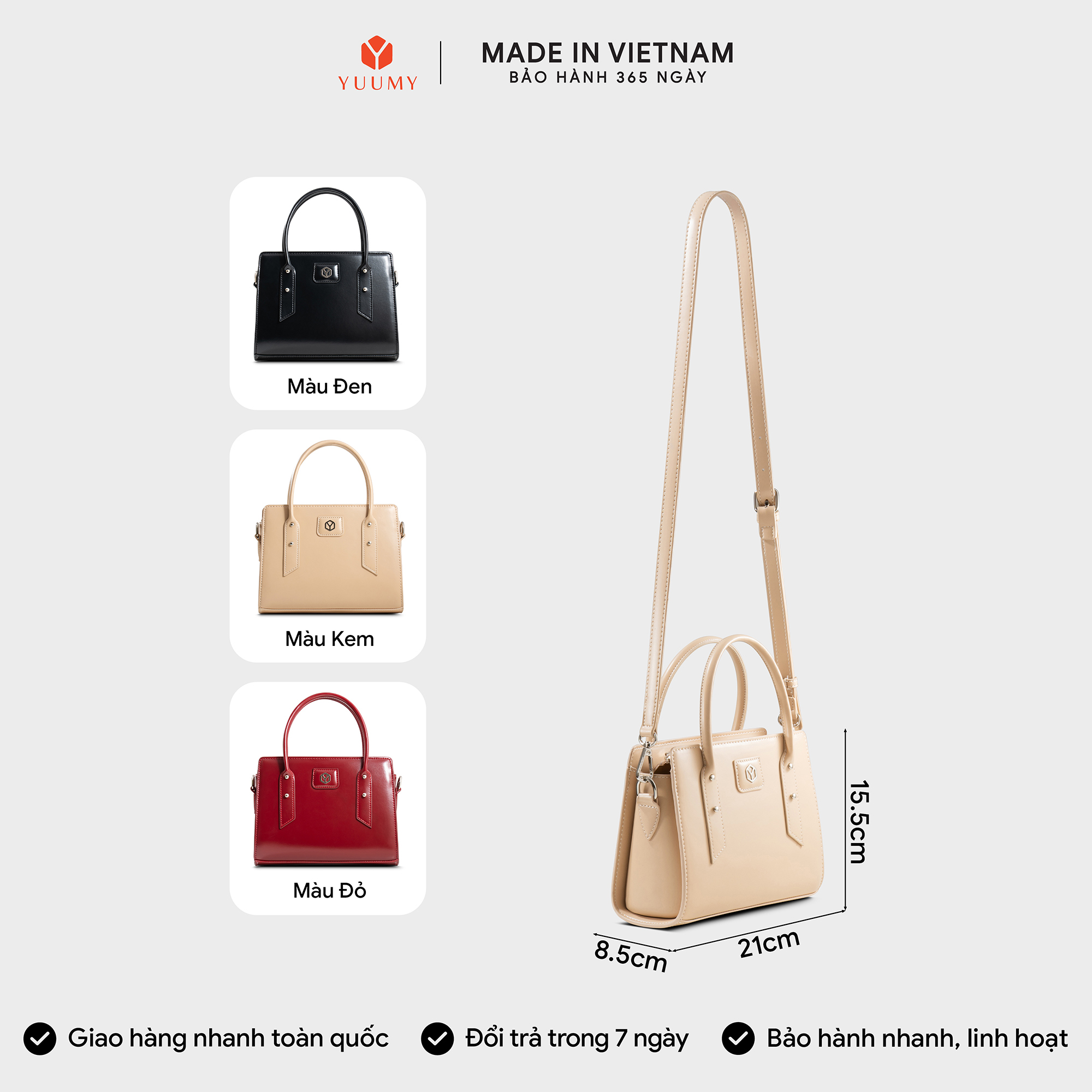 Túi Yuumy ( Thời trang nữ thiết kế sang trọng size 21 - Túi xách da Smooth YTX79 )