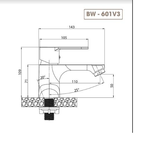 Vòi lavabo nóng lạnh 3 lỗ  Basic S BW-602V3 (bao gồm bộ xả nhấn )