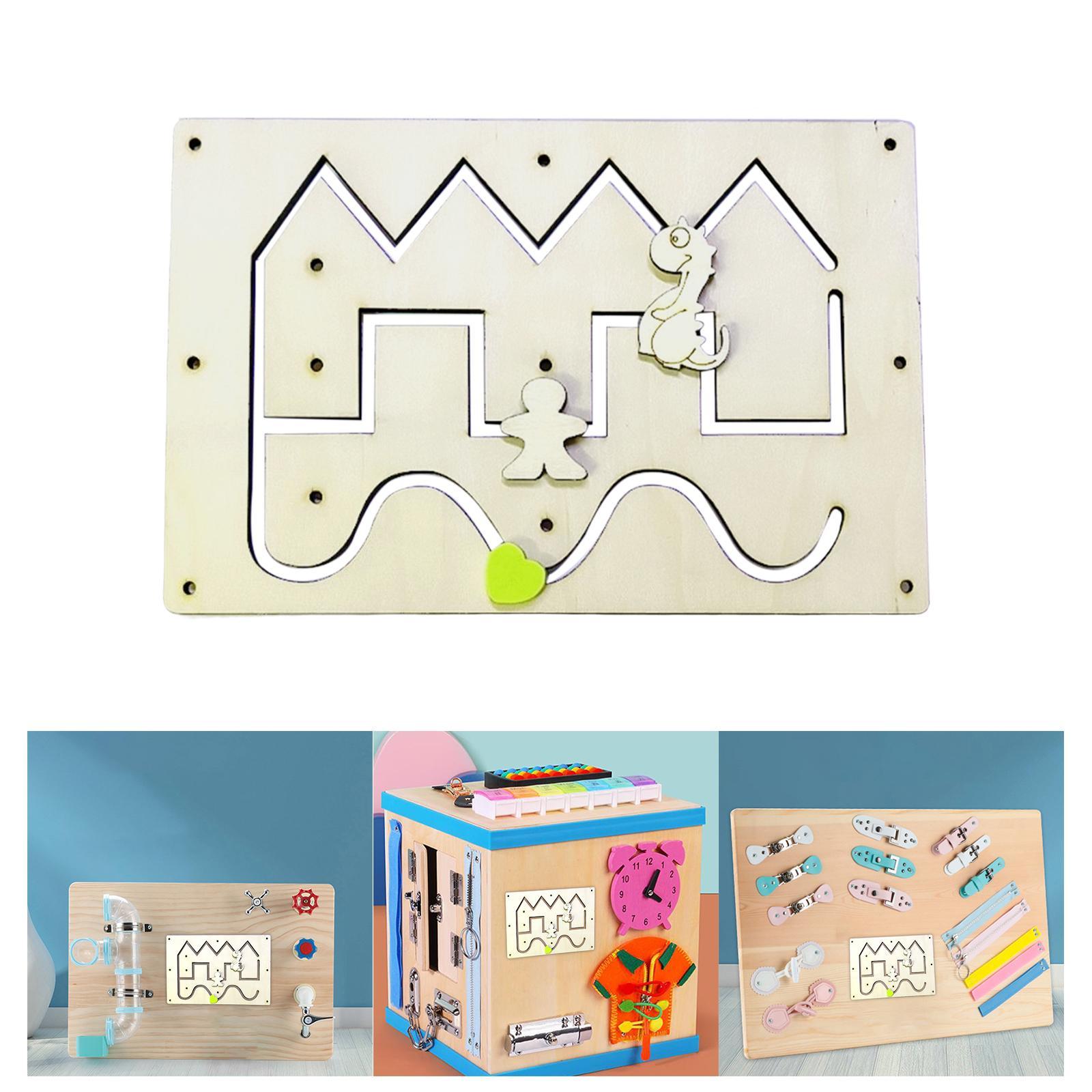 Wooden Busy Board DIY Accessories Multifunctional for Girls Preschool Boys