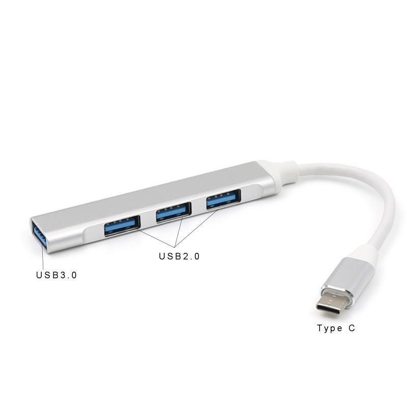 Bộ chia 4 cổng USB type C sang 3 cổng USB 2.0 và 1 cổng USB 3.0